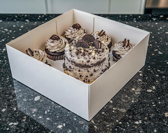 5 sets of Cake and Cupcakes Combo Bento Boxes With Clear Lid and Cupcake inserts, Cake and Cupcake Gift boxes, Treats Bento Box