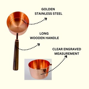 ROSE Gold Measuring Cups and Spoons Set 8 Pcs, Golden Stainless Steel ...