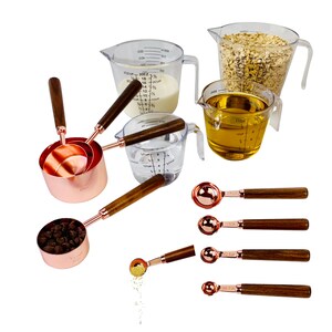 ROSE Gold Measuring Cups and Spoons Set 8 Pcs, Golden Stainless Steel ...