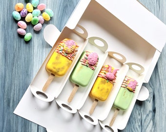 10 Sets Cakesicle Boxes / Popsicle Box - Cake Pop Box 4 Dividers - Desserts Boxes for Mini Cakes, Candy, Chocolate Bars - Gifts Boxes