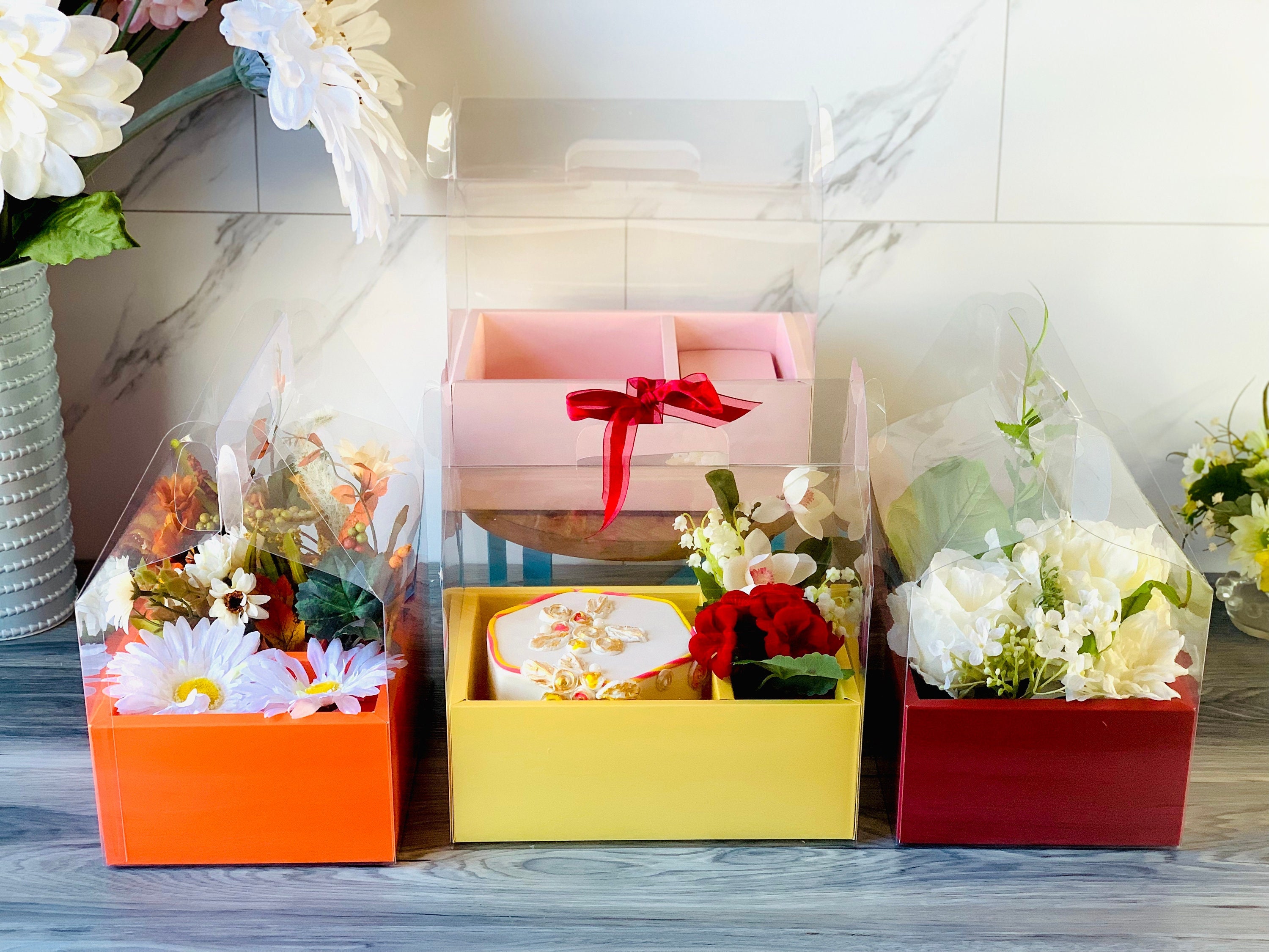 Clear Plastic Wedding Favour Boxes Transparent PVC Sweets Ballotin Chest  Bustina 