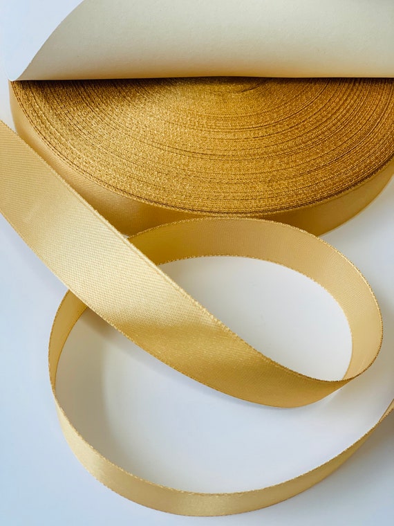 Gold Silk Satin Ribbon - 100% silk - Sew Vintagely