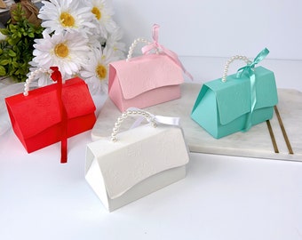 Handbag Wedding Favor Boxes 50 PCs , Purse Shaped Birthday Party Favors Box,Paper Gift Box, Guest Gift Bag,Baby Shower Gift Boxes
