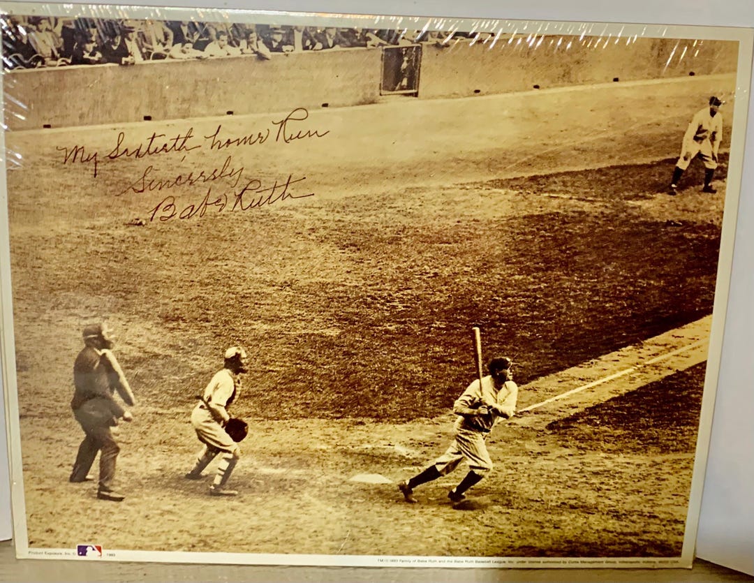 Babe Ruth 60th Home Run Photo: 1993 MLB Reproduction - Etsy