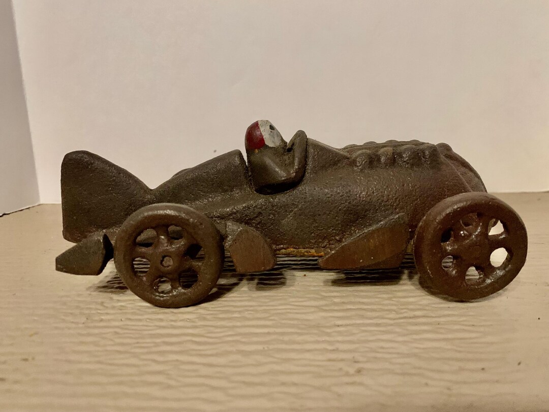 Cast Iron Race Car, Probably a Hubley Reproduction From 1980s in Good ...