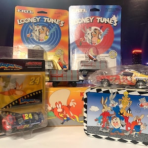 Looney Toons Yosemite Sam Collectors Bundle! 1/24 NASCAR Mike Skinner car 1/64 Jeff Gordon, ERTL 1967 Shelby GT 500, 3 Yosemite Sam rail car
