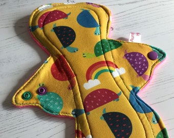 Cloth Period Pad with Rainbows and turtles/Made to Order/ ORGANIC reusable fabric pad/zero waste /csp/ cloth sanitary pad / incontinence pad