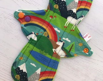 Organic Cloth Period Pad with Rainbows and Unicorns/ Made to Order/ Washable Reusable Fabric Pad/ Zero Waste Period/ Cloth Sanitary Pad