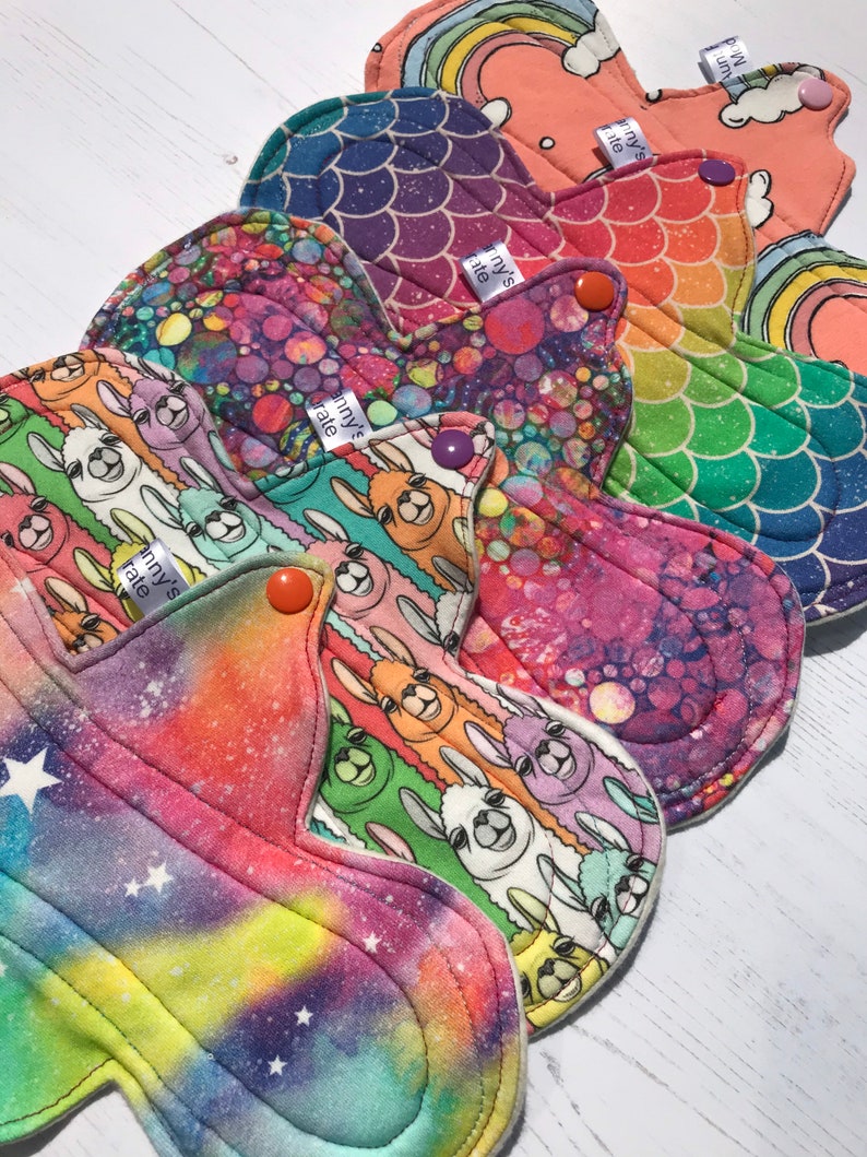 Rainbow Cloth Pad Bundle Rainbow Period Pad Set X 5 Pads Etsy UK
