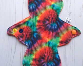 Organic Cloth Period Pad with Rainbow Tie Dye/  Made to Order/ Washable Reusable Fabric Pad/ Zero Waste Period/ Cloth Sanitary Pad