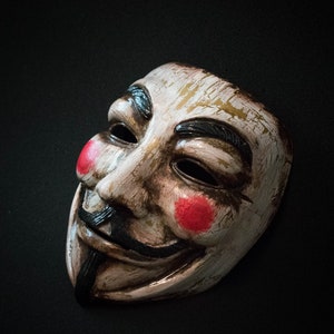 Guy Fawkes V for Vendetta Anonymous Custom Hand Painted Rusted
