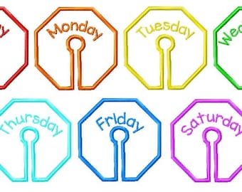 Days of the Week G-Tube Pad design (zig zag edge) - 4x4 hoop (includes bonus files)