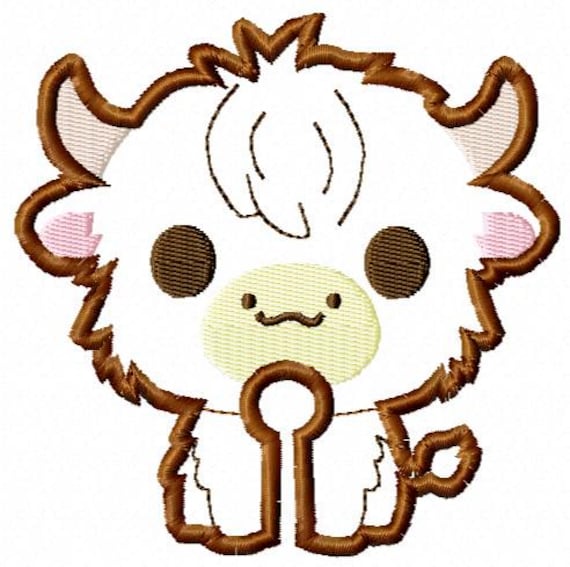 Highland Coo (Cow) G-Tube Pad design - 4x4 hoop