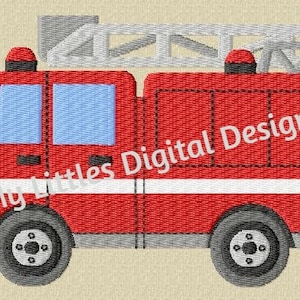 Fire Truck design - 4x4 & 5x7 hoop (fill stitch)