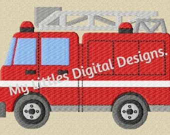 Fire Truck design - 4x4 & 5x7 hoop (fill stitch)