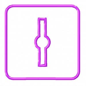 May include: A bright magenta keyhole design within a rounded square frame. The keyhole shape is centered and has a circular midsection. The design is a solid outline on a white background.