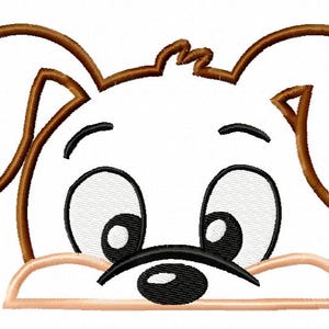 Puppy Embroidery Applique Peeker Design- 4x4 & 5x7 (updated)