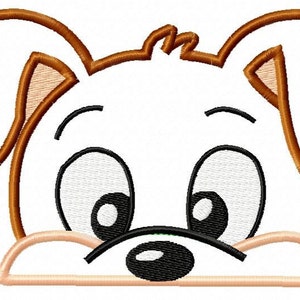 Puppy Embroidery Applique Peeker Design- 4x4 & 5x7