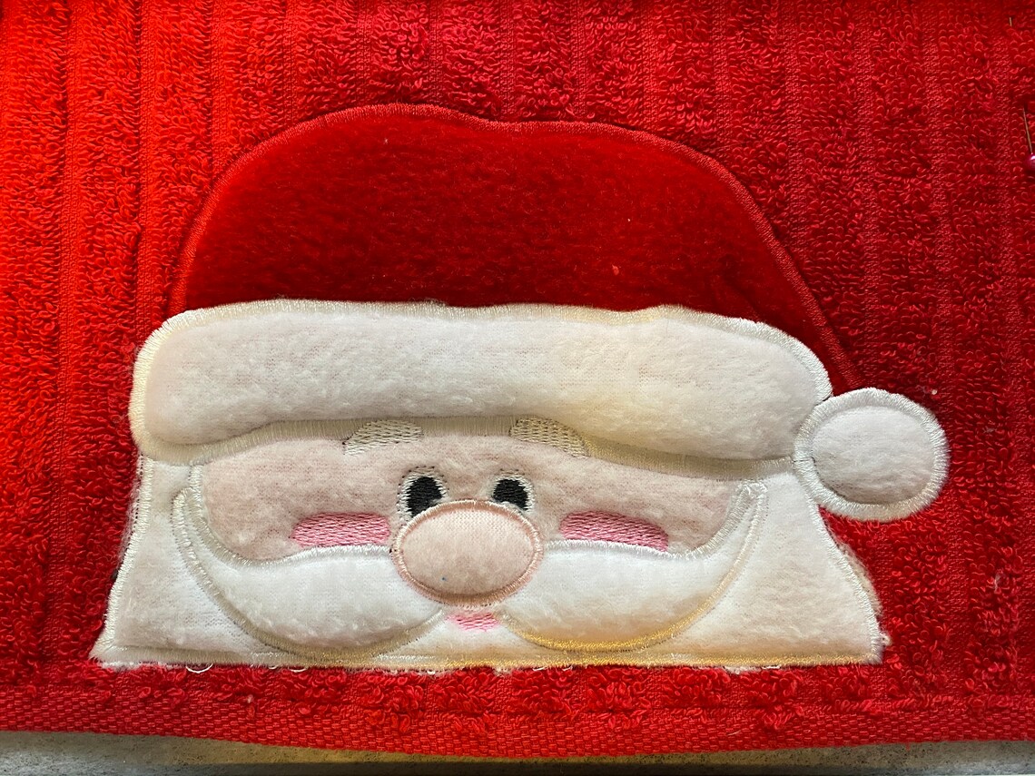 Santa Embroidery Applique Peeker Design 4x4 & 5x7 Etsy
