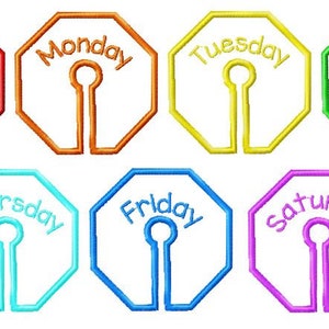 Days of the Week G-Tube Pad design - 4x4 hoop (includes bonus files)