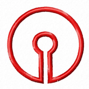 May include: A red circle with a keyhole shape cut out of the center.