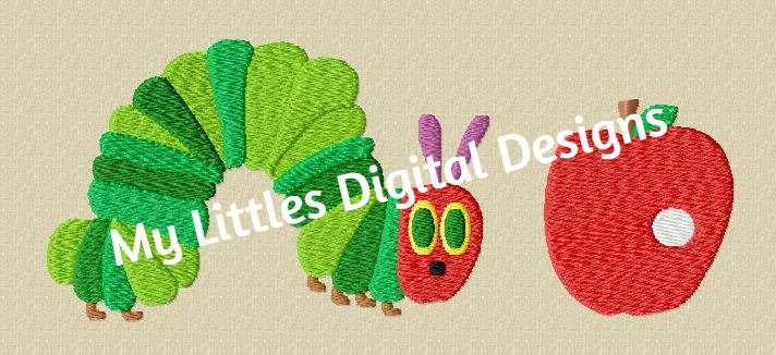 Hungry Caterpillar with Apple design - 4x4 hoop (fill stitch)