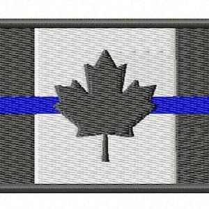 Thin Blue Line Canadian Flag Machine Embroidery Design | Back the Blue Flag Logo Embroidery Pattern | 3 Sizes | All formats