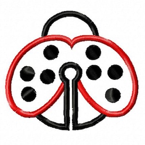 Peut inclure: Une coccinelle noire et rouge avec des points noirs sur ses ailes. La coccinelle est soulignée en noir.