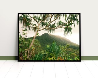 Hawaii Mountain Photography Print | Lush Green Tropical Wall Art
