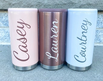 Personalized Skinny Can Cooler for Hard Seltzer | Stainless Steal Tumbler Bridesmaid Gift | Insulated Can Holder | Custom Slim Can Koozie
