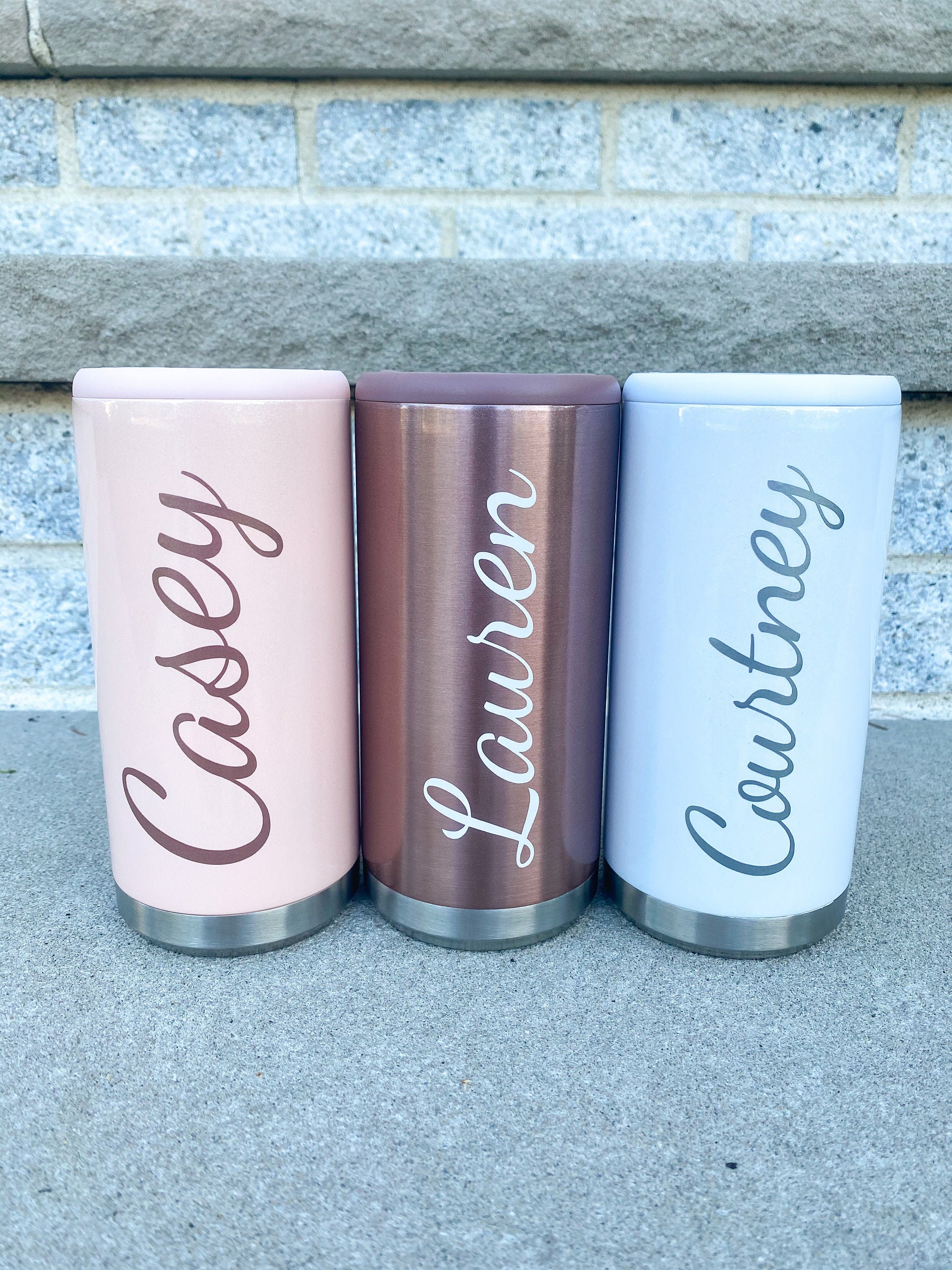 Personalized Skinny Can Cooler for Hard Seltzer Stainless