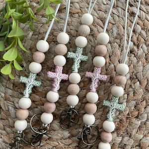 Tree of Life, Jesus, Cross, Faith soft blush or sage boho colors teacher, para, counselor lanyard for keys, badge, ID, and more!