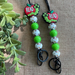 Book Worm Read, Reading, Apple READ Teacher Lanyard for Student Teacher ...