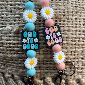 God is Good groovy retro vintage Christian stretchy lanyard for keys, badge ID, for teachers, students, paras, busy mamas, counselors!