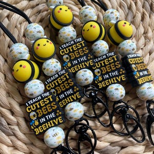 Honey Bee Teacher Beehive Stretchy Breakaway Silicone Beaded Teacher ...