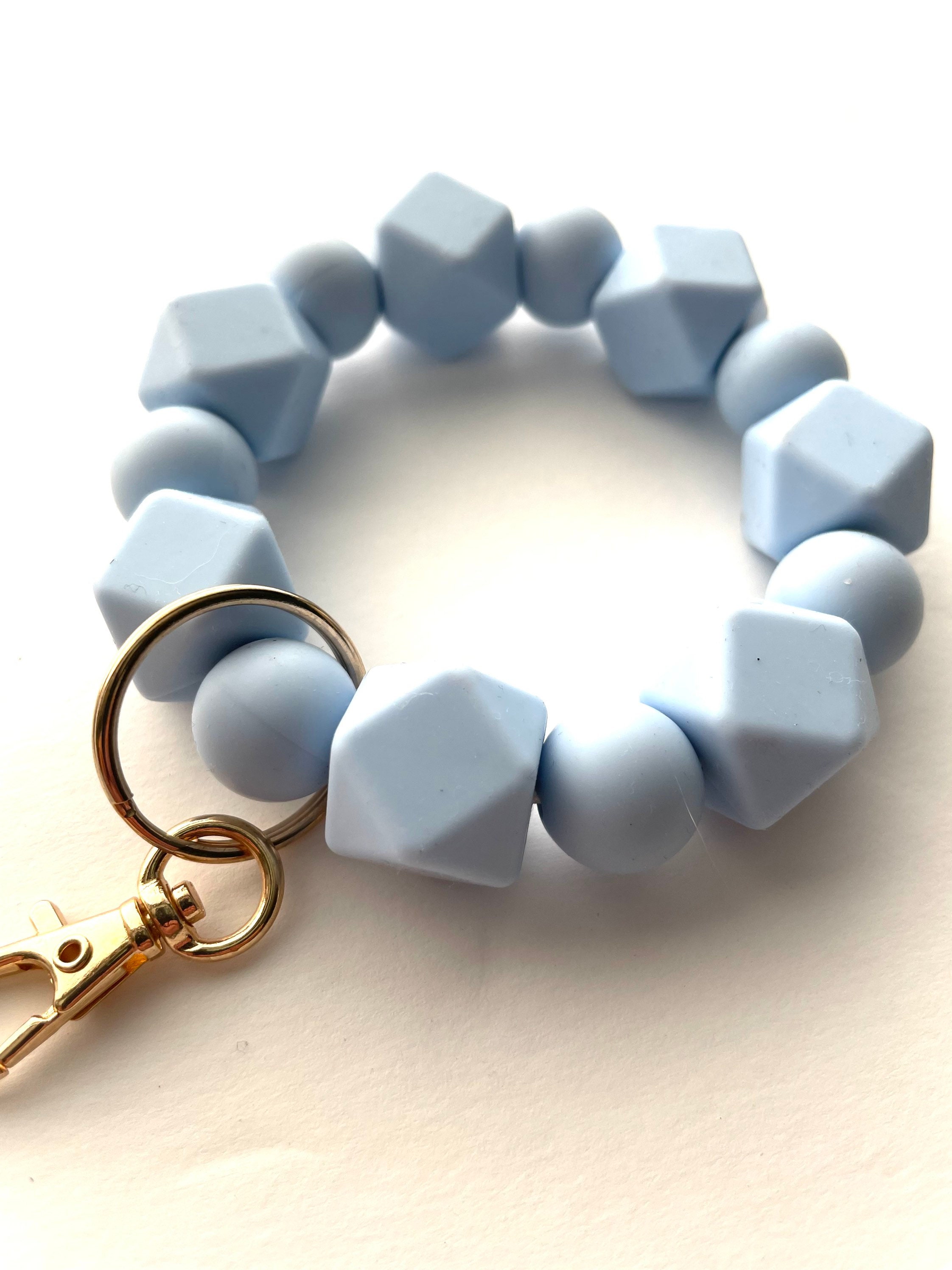 Stretchy Silicone beaded key fob wristlet bracelet Beautiful Etsy