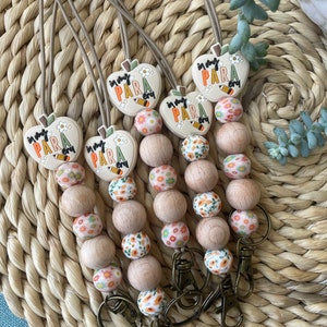 Boho Apple Daisy Lanyard: Teacher Paraprofessional Breakaway ID Badge