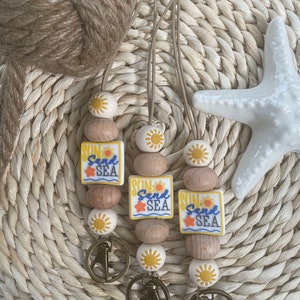 Sun Sand Sea Ocean Nautical Sunshine classroom theme Teacher Lanyard classroom theme, school psychologist, counselor, for keys and badge!