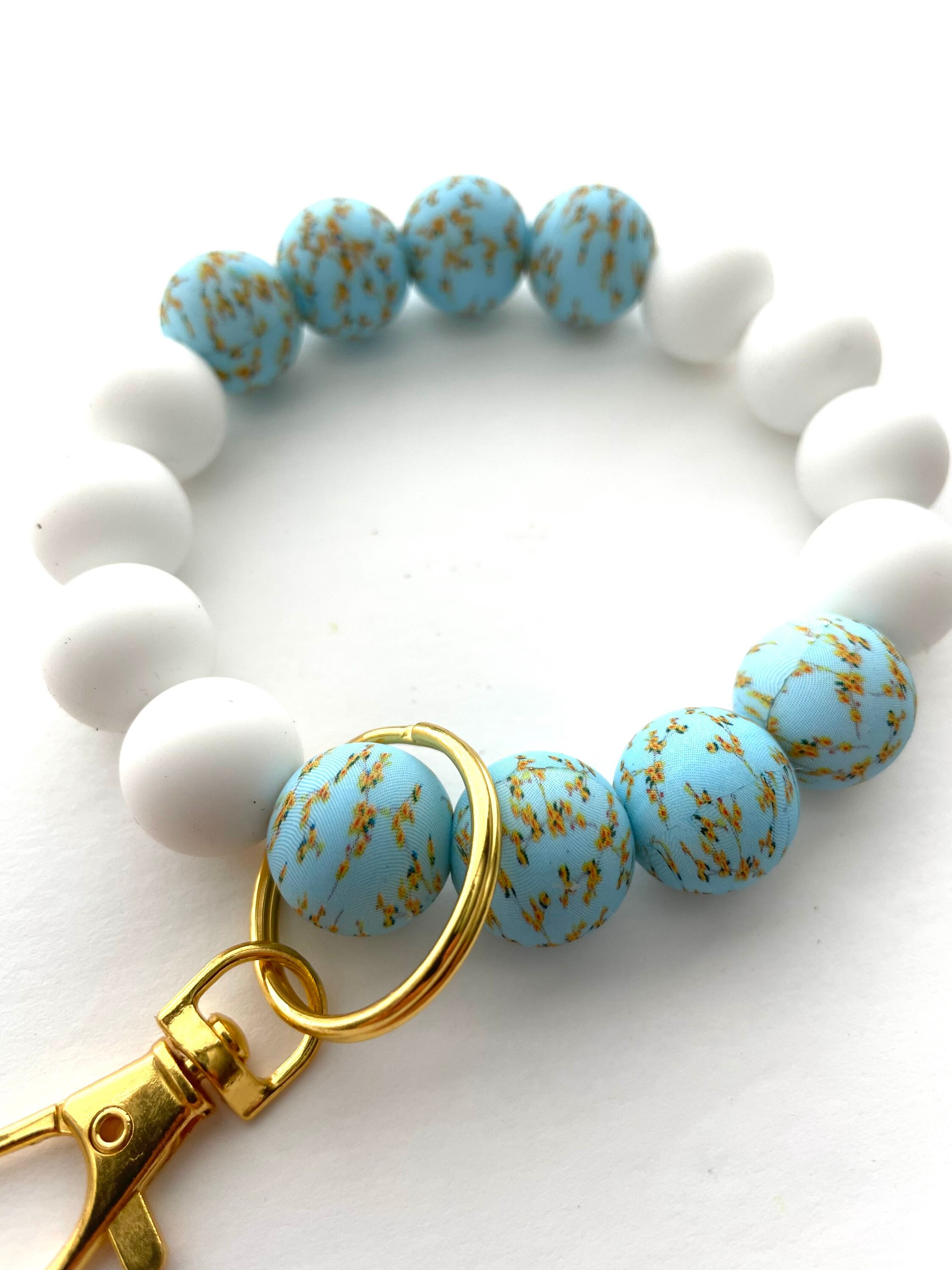 Stretchy Silicone beaded key fob wristlet bracelet Beautiful Etsy