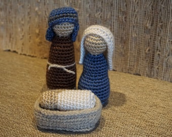 Crocheted Amigurumi Nativity Set, Holy Family, Christmas Decor