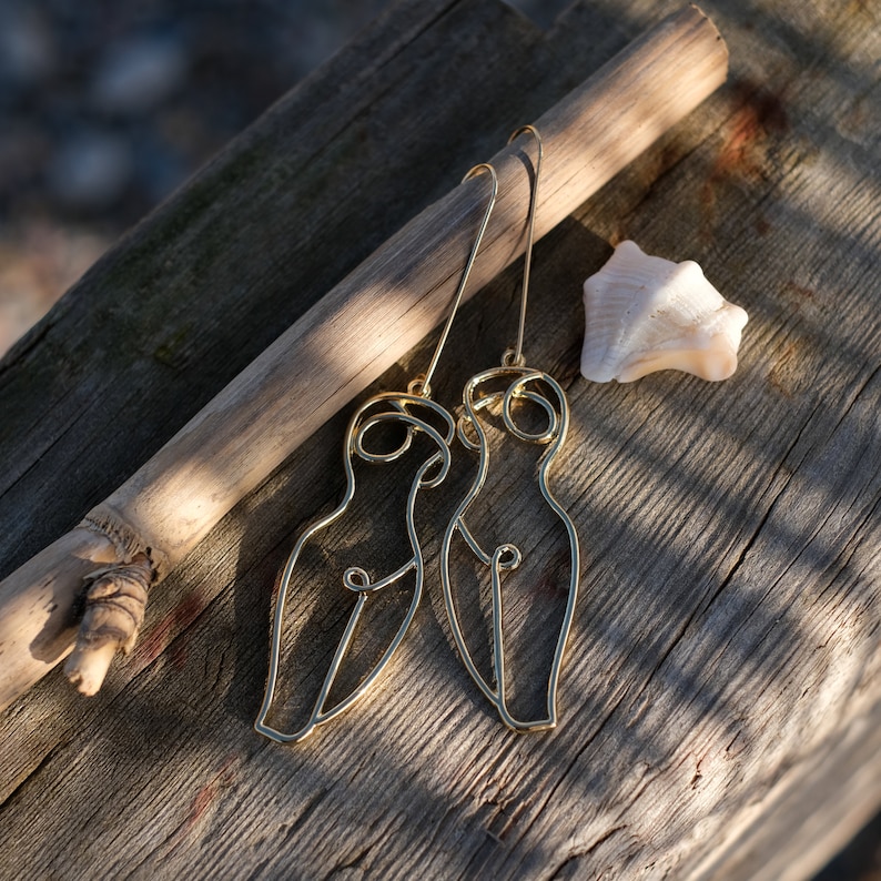 Pendientes colgantes simple elegante cuerpo femenino abstracto Navidad regalo de Navidad regalo de San Valentín para novia amor latón imagen 6