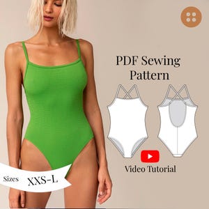 Badpak uit één stuk pdf naaipatroon / maten XXS-L / Digitale download met stapsgewijze zelfstudie / DHZ-badmodepatroon dames