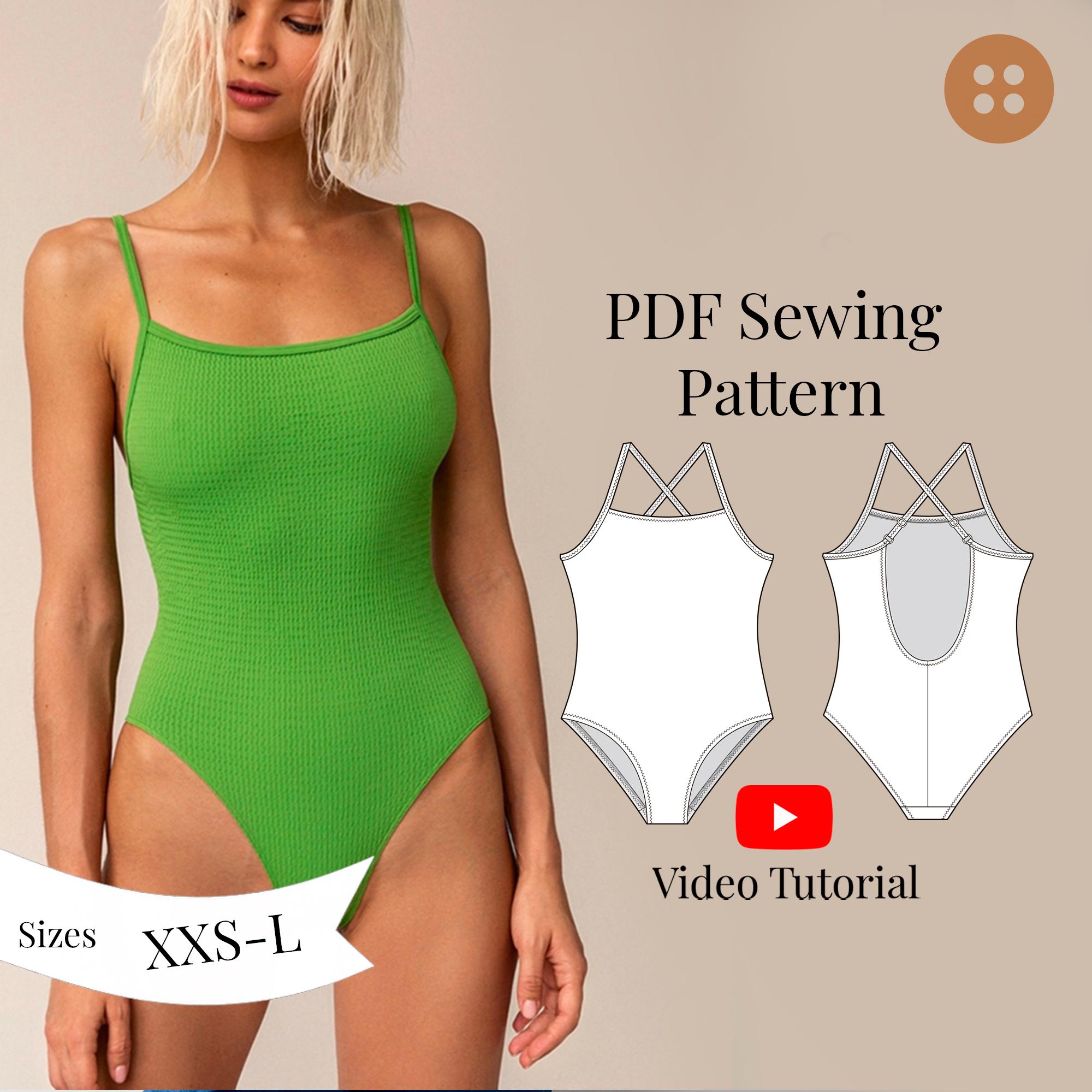 One-Piece Swimsuit Sewing Pattern: Women's DIY Swimwear Sizes XXS-L (PDF Pattern)