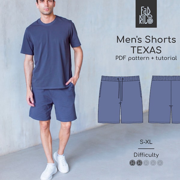 Men Shorts Sewing Pattern PDF Sizes S - XL/ Jersey men’s shorts pattern / Summer sport shorts for men pattern /Video Sewing Tutorial