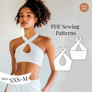 Cropped Halter Top Sewing Pattern Women's Sizes XXS-M (PDF Pattern + Tutorial)