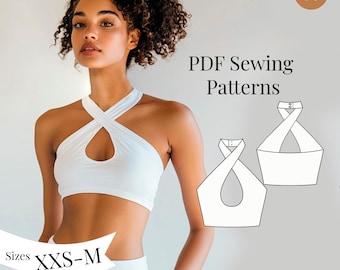 Cropped Halter Top Sewing Pattern/ Sizes XXS-M
