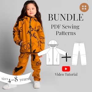Kids Windbreaker Jacket & Pants Sewing Pattern: Sizes 4-8 (PDF Pattern + Video Tutorial)
