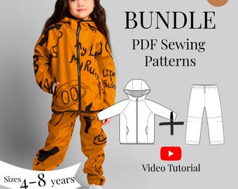 Kids Bundle Sewing Pattern + Video Tutorial/ Sizes 4-8 years