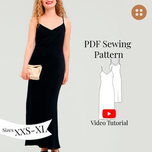 Slip dress PDF sewing pattern Sizes XXS-XL/ Night dress Pattern EU34-44/ Evening Gown Dress Digital sewing pattern/ Prom dress pattern
