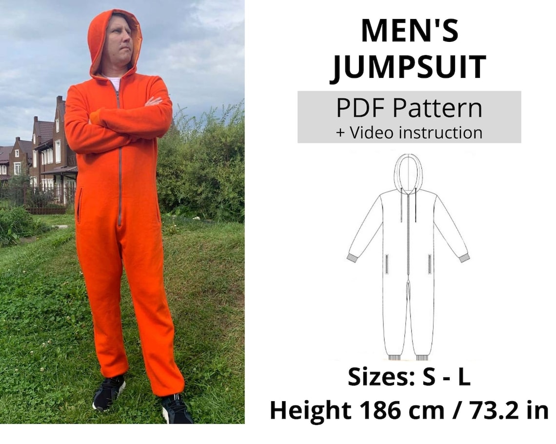 Men's Jumpsuit pattern PDF / Sewing Tutorial / Sizes S M Etsy